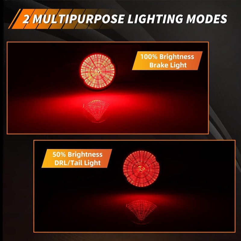 MOTRUM Tail Light Compatible with Cadillac Commercial Chassis & Cadillac DeVille 1958, [DOT] [2 in 1 Design] Red LED Brake Light & Taillight Lamps/DRL (Left + Right), 1 Pair, Smoked Lens - Image 3